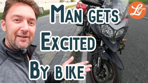 Man gets excited by bike
